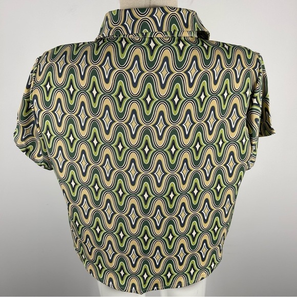 Forever 21 Stylish Geometric Patterned Women's Top cropped L - Picture 4 of 10